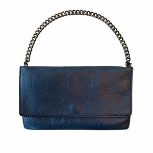 Theory Navy Leather Clutch w/Chain Strap